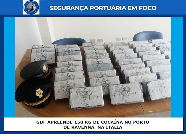 GDF APREENDE 150 KG DE COCAÍNA NO PORTO DE RAVENNA, NA ITÁLIA