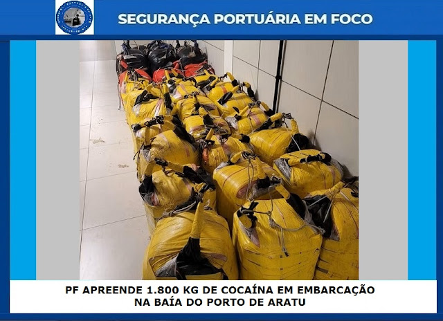 PF APREENDE 1.800 KG DE COCAÍNA EM EMBARCAÇÃO NA BAÍA DO PORTO DE ARATU